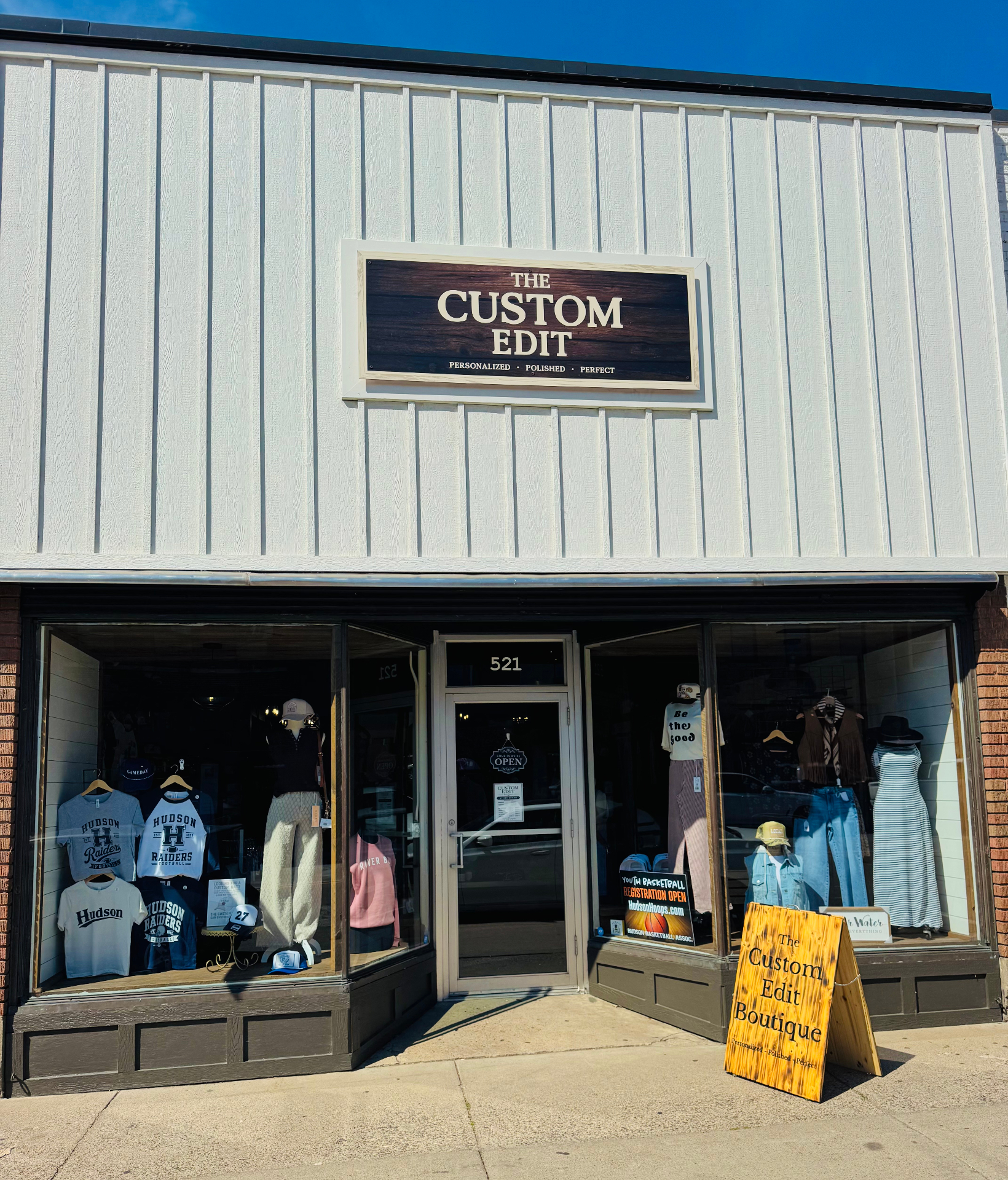 The Custom Edit storefront at 521 2nd Street in Hudson, Wisconsin